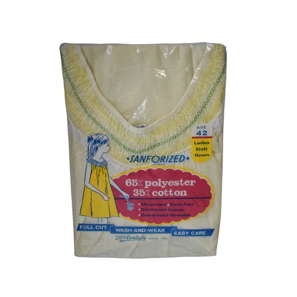 1980s NIP 20th Century Wear  Yellow Green White Night Gown Size 42 NOS - Picture 1 of 5